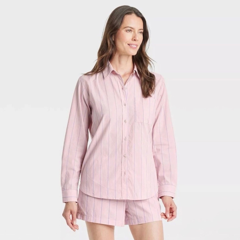 Universal Threads Pink Striped Button-Up Shirt - Picture 3 of 10